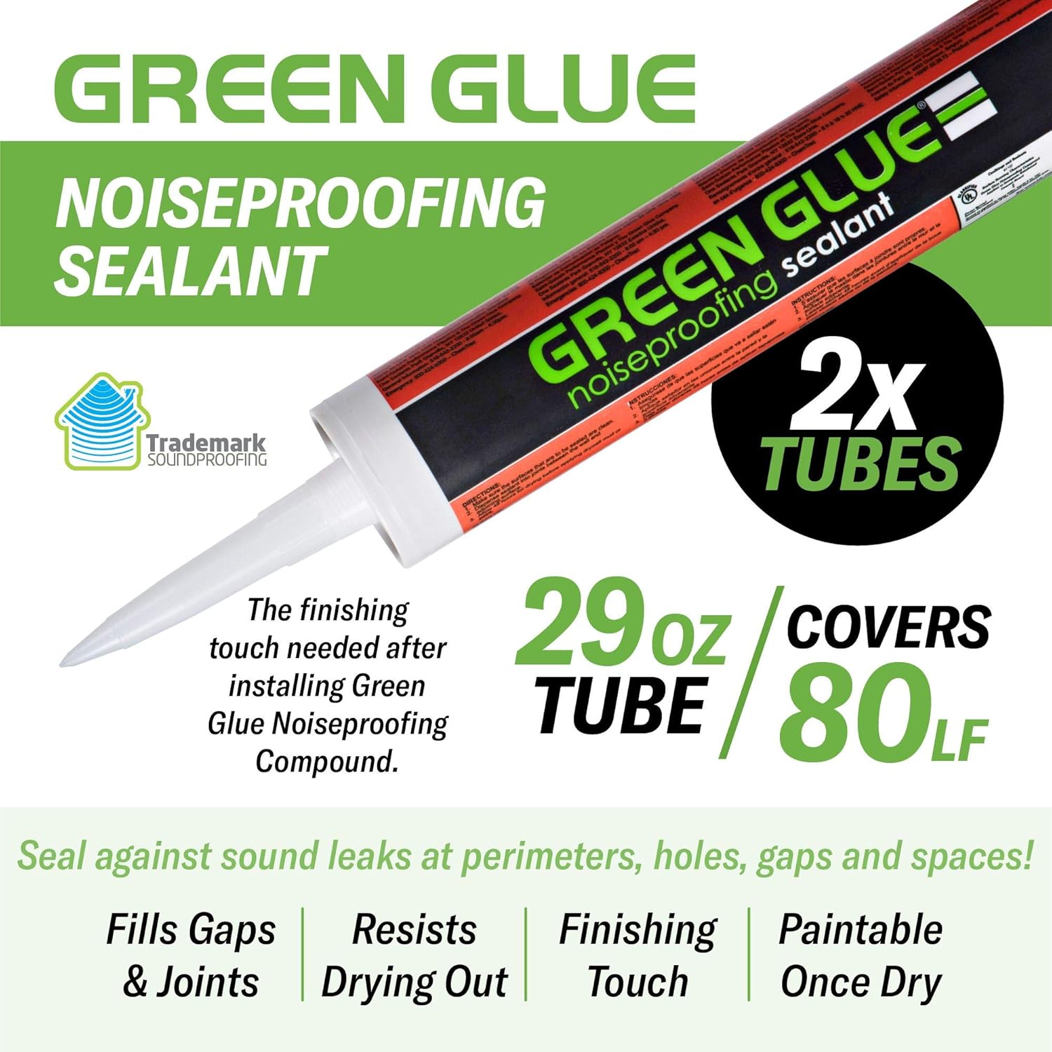 12 Pk Soundproofing Damping Compound and Acoustical Caulk Bulk Set - 10 Tubes Green Glue Noiseproofing Compound and 2 Tubes Adhesive Sealant for Noise Dampening and Sound Insulation : Industrial & Scientific
