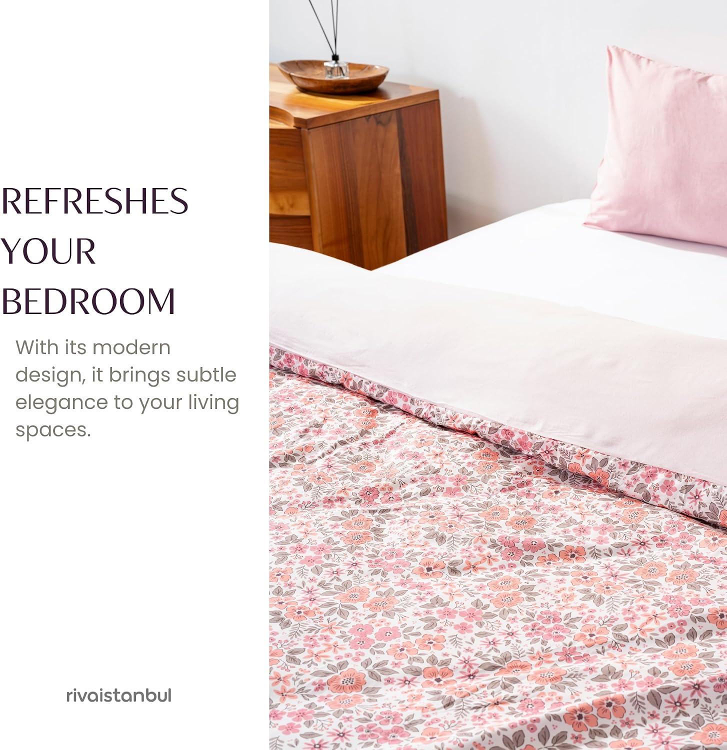 Cotton Duvet Cover Set for Full, Queen & King Beds | 3 Piece Bedding Set with Duvet Cover and Pillowcases, Soft Breathable Bed Linen for Adults & Couples (Pink Spring, 78.7 × 84.6 inch)