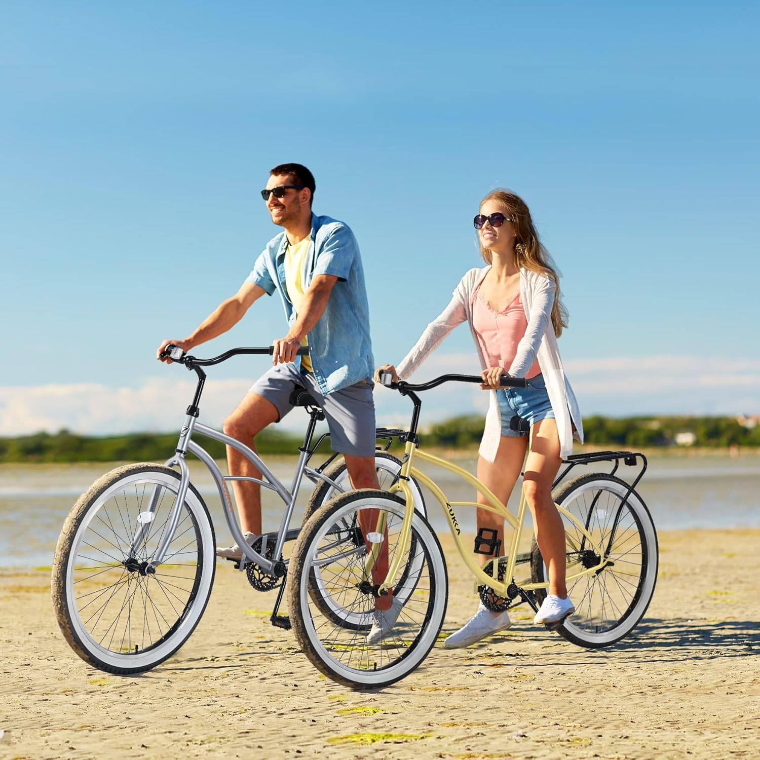 ZeHuoGe Single Speed Bicycles 26" Inch,Steel Frame, Wide Wheels for Stability, Rear Coaster Brakes, Beach Cruiser Bike