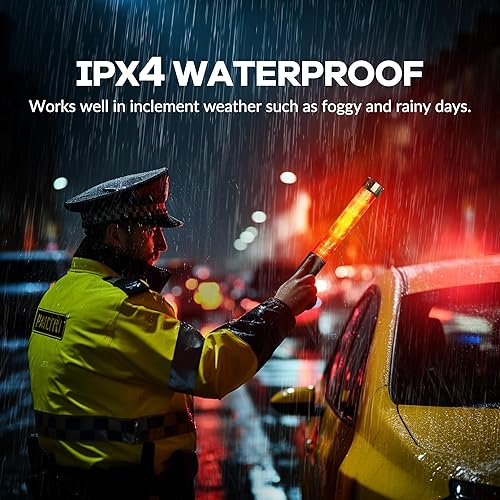 Miniatura 4 de SIMAZO Varita de señal de tráfico recargable de 12.5 pulgadas, bastón de control de tráfico con LED blanco en la parte superior, varita de