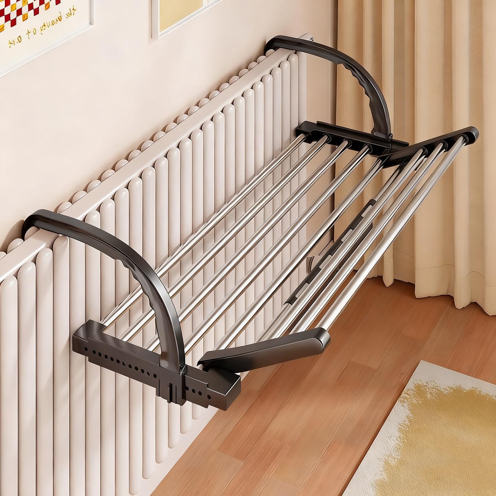 HADECOLL Portable Clothes Drying Rack For Balconies And Windowsills, No Drilling Hooks For Hanging On Railings And Window Frames, Compact Design