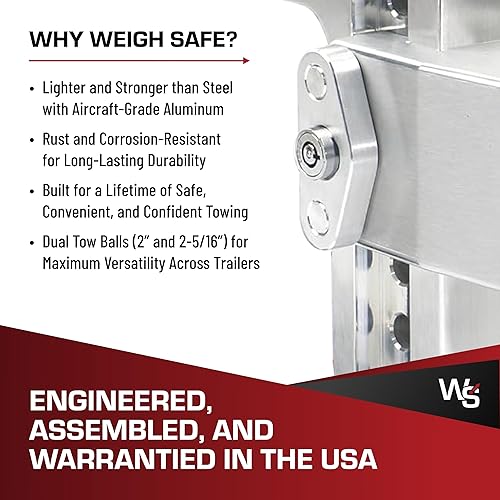 Miniatura 6 de Weigh Safe Soporte de bola de enganche de remolque ajustable, enganche de caída ajustable de 6 pulgadas para receptor de 3 pulgadas, enganche de