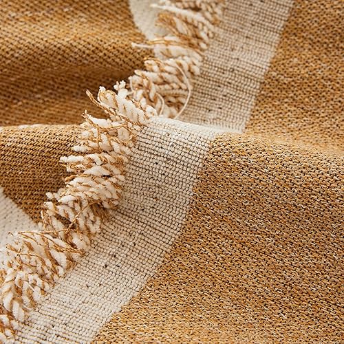 Miniatura 5 de DREAMINGO Fundas de sofá color caqui a rayas artísticas para sofá seccional, fundas para sofá de 3 cojines, protector estético de muebles para