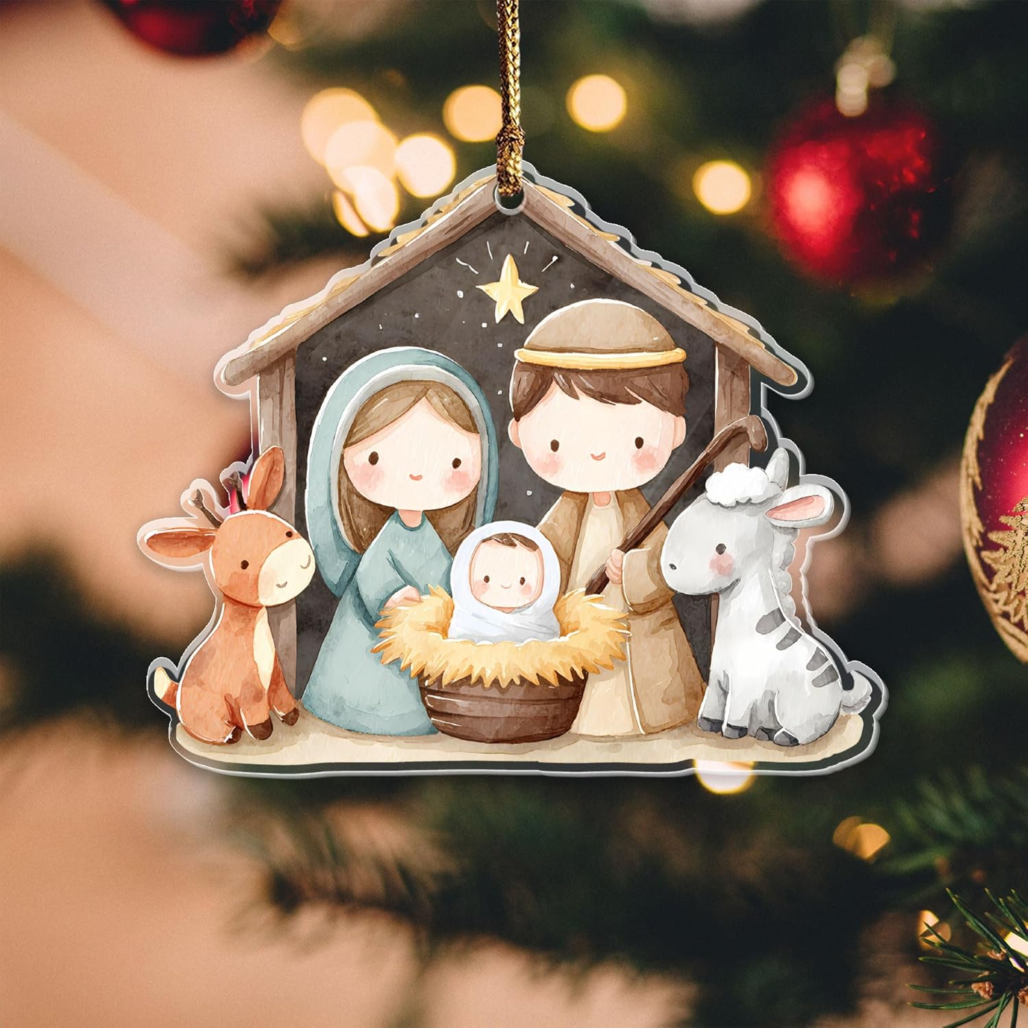 Christmas Nativity Scene Ornament 2025, Cute Holy Family 3.54" Acrylic Ornament, Baby Jesus Ornaments for Family Christmas Tree Decorations - Catholic Religious, Christian Gifts for Women, Friends - Image 8