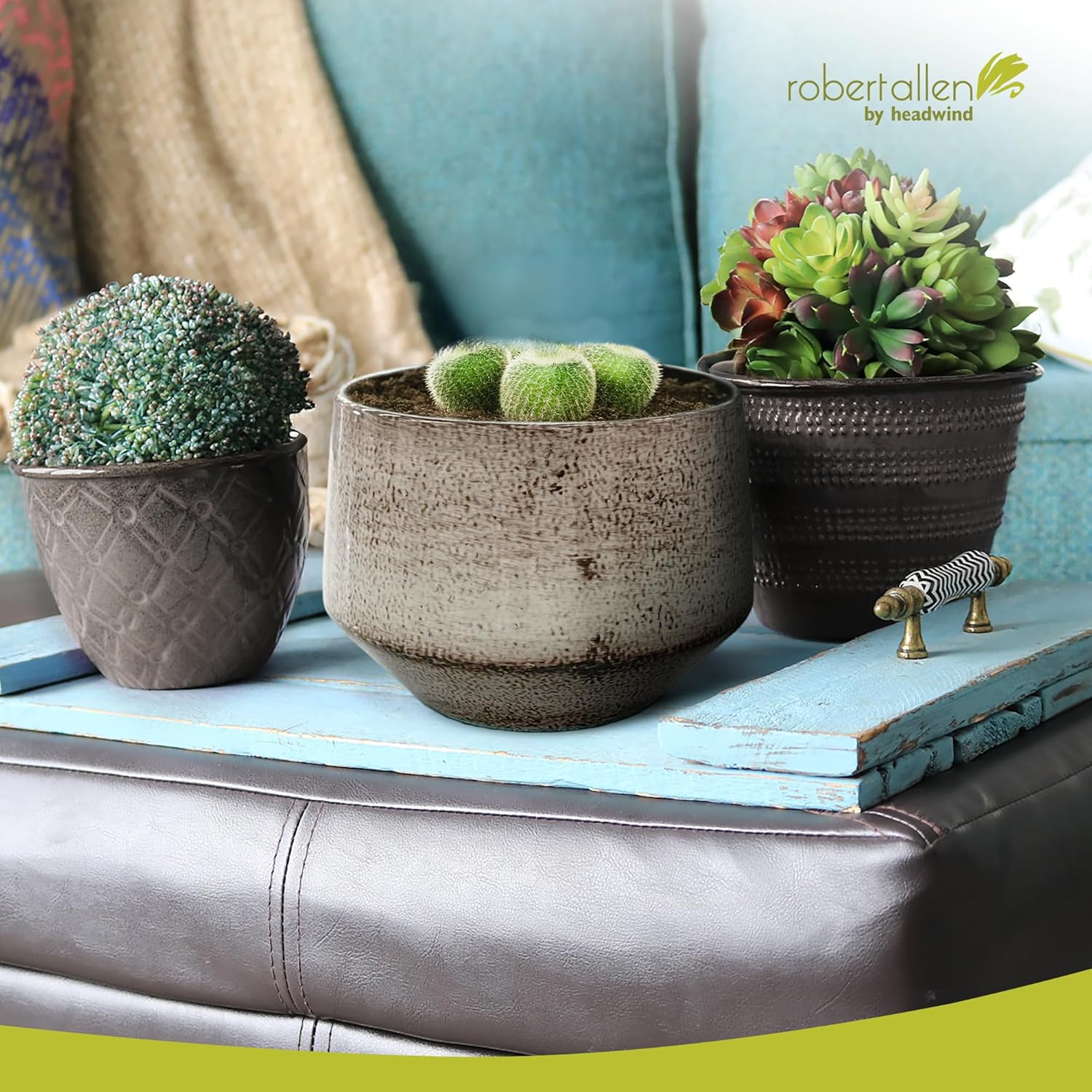 Headwind Ironstone Glazed Cottage Tapered Chalet – 5 Inch Planter, Spearmint Green – Decorative Indoor Plant Pots, Succulent Pot, Flower Pots and for Plants Outdoor