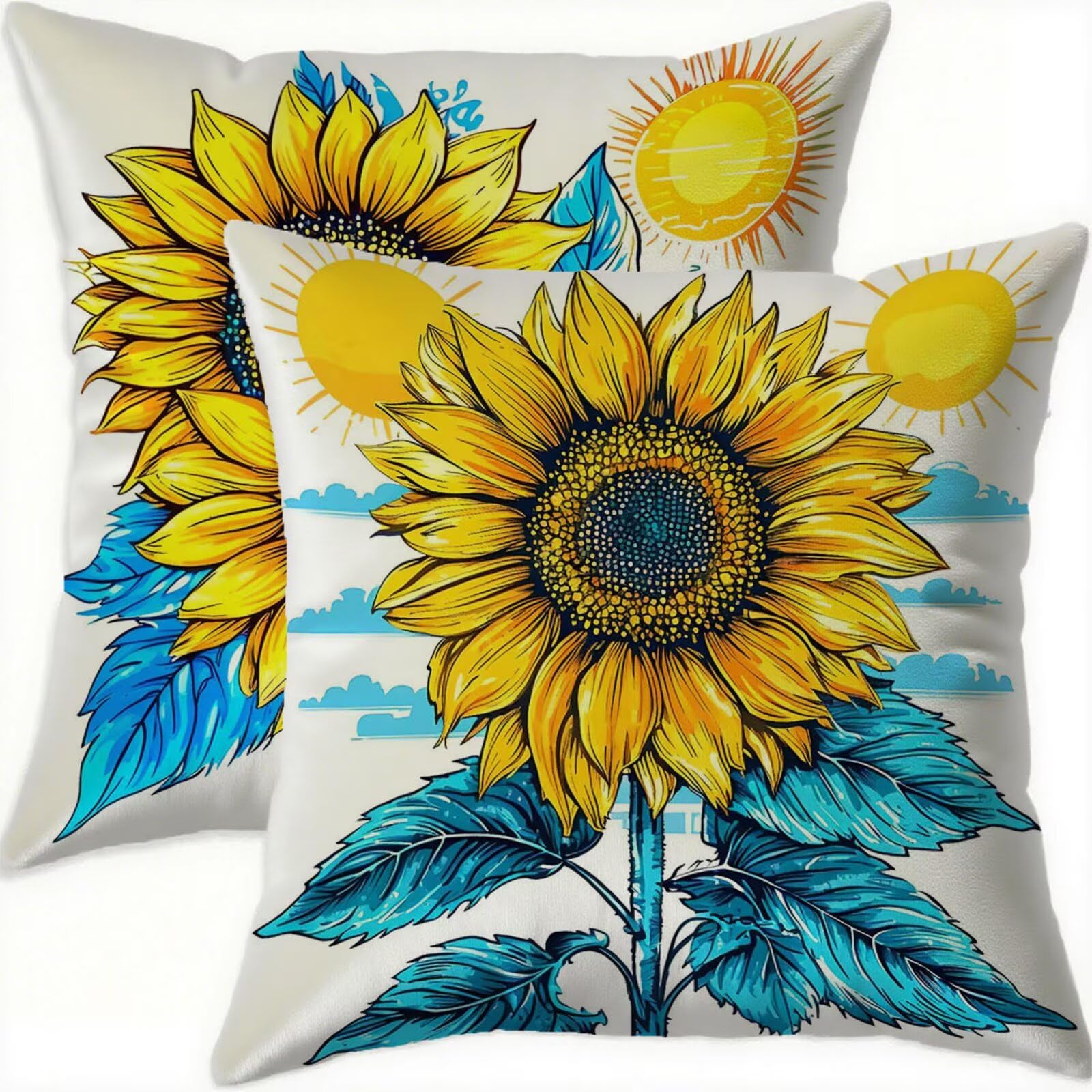 Housse coussin 65x65cm velours jaune taie oreiller lot de 2 D531