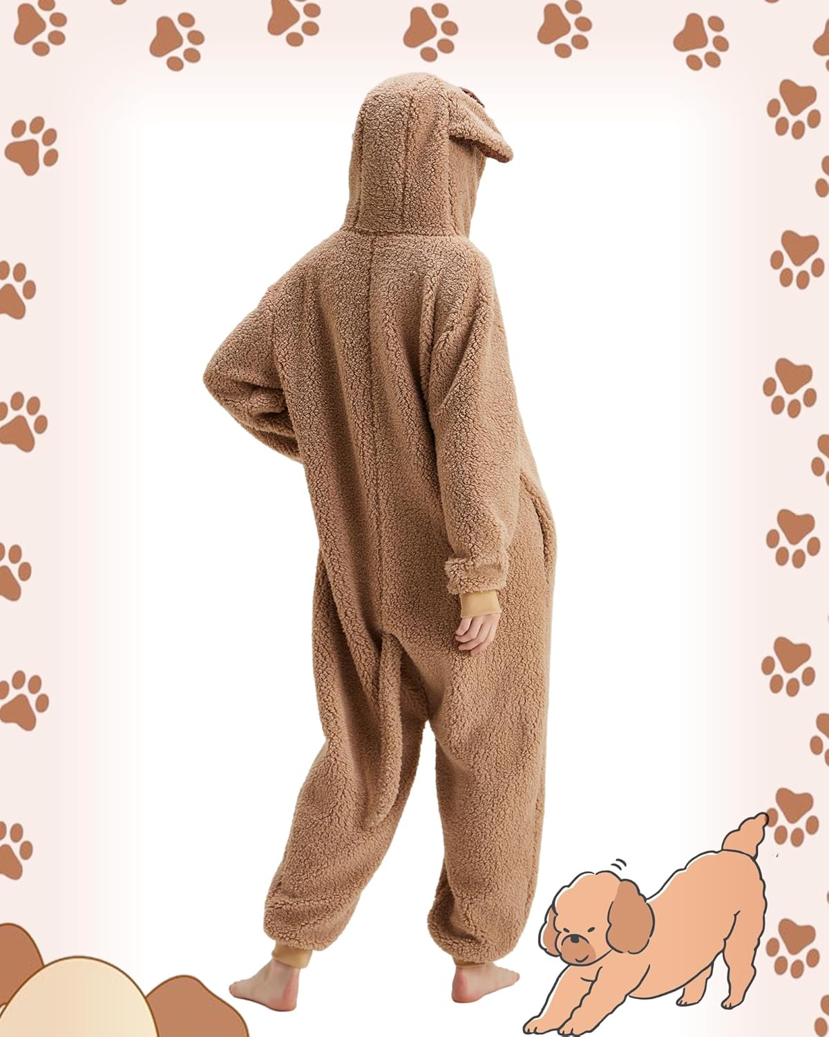 Unisex Pug Onesie Adult Animal Pajamas One Piece Comfy Sleepwear Homewear Halloween Cosplay Costume - Image 4