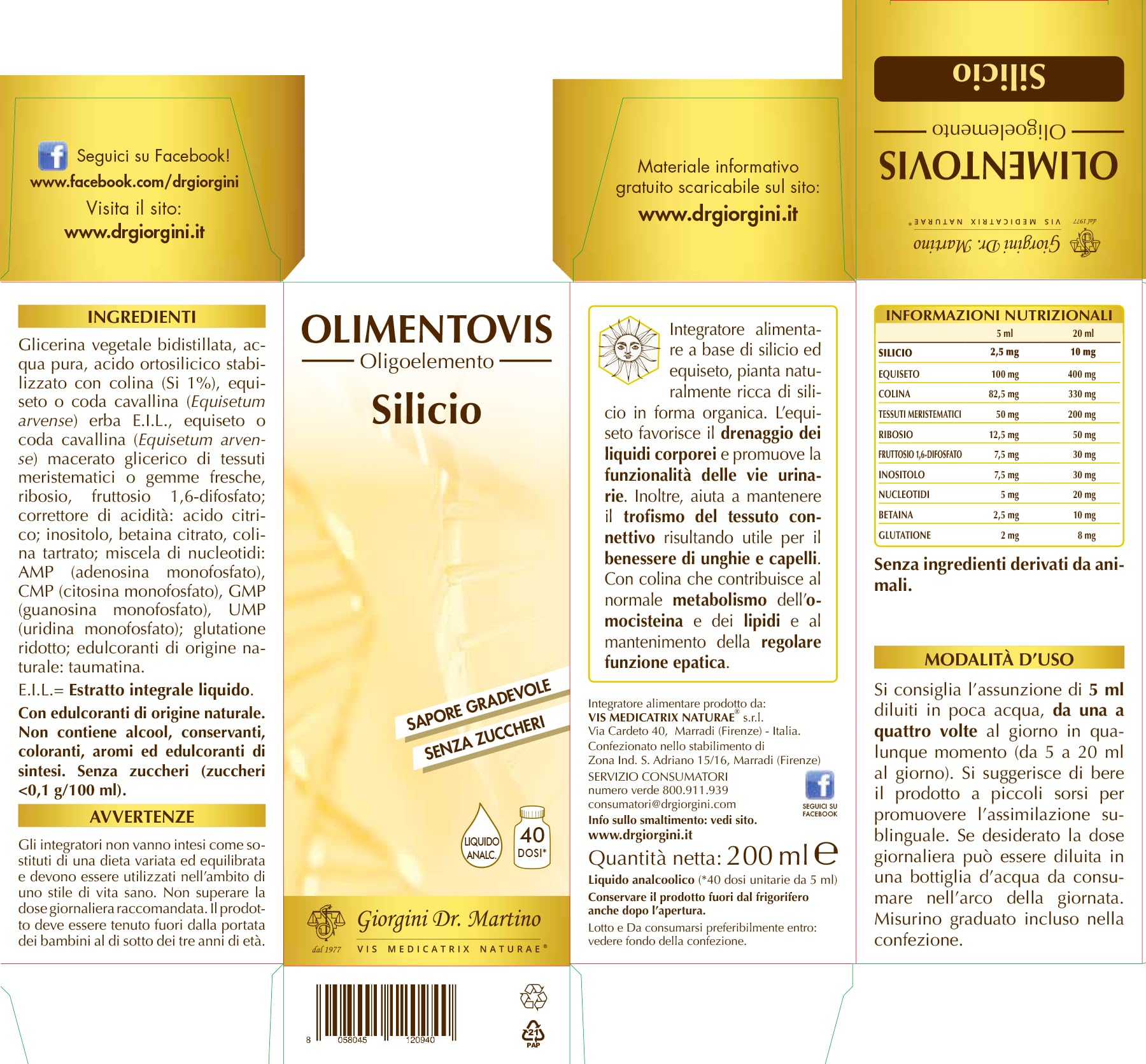 Dr Giorgini OLIMENTOVIS Silicio - 200ml