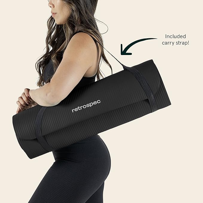The Retrospec Solana Yoga Mat is designed to enhance your yoga, Pilates, stretching, and general fitness workouts with its comfortable and supportive features. Measuring 1/2 inch in thickness, this mat provides ample cushioning to protect your joints and ensure comfort during various exercises. The extra thickness is particularly beneficial for activities that involve sitting or lying down for extended periods, offering a soft yet supportive surface that reduces the impact on knees, elbows, and other sensitive areas.