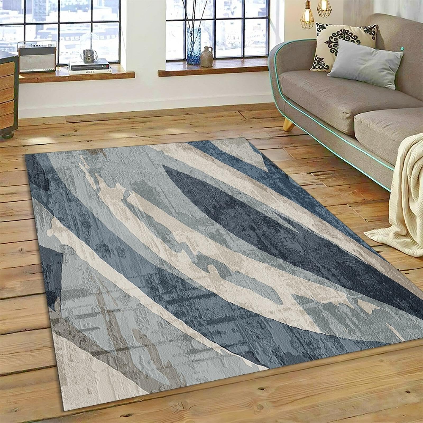 Dywany do sypialni, abstrakcyjna geometria, dywan do salonu, sypialni, zmywalny, dekoracyjny dywan, boho, prostokątny, rozmiar 100 x 220 cm