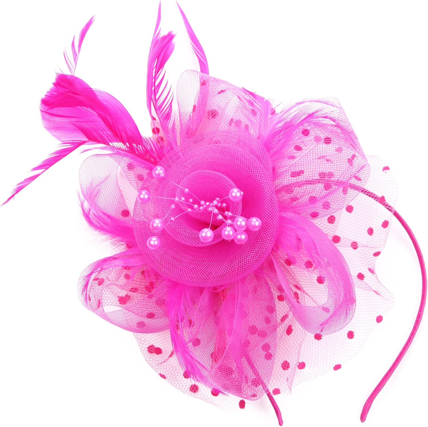 Fascinators Hat Flower Cocktail Lace Mesh Feathers Headband Clip for Women Tea Party Wedding Vintage Derby Hats - Image 6