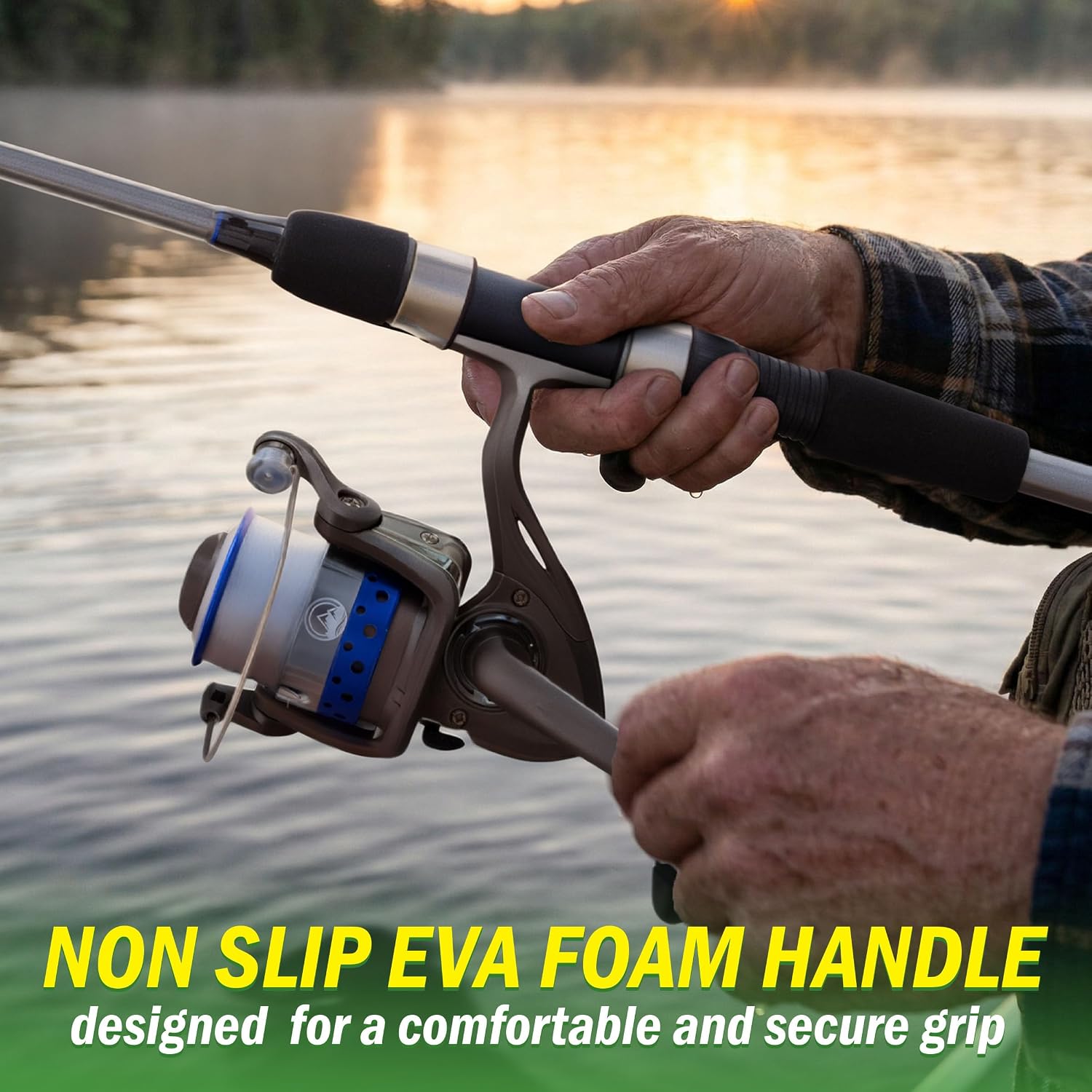 Wakeman Fishing Rod & Reel Combo - 6?6? Fiberglass Pole, Spinning Reel - Bass, Trout & Lake Fish-Spooled with 10lb Test-Action Series by Wakeman Outdoors