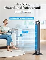 Vista 4 de Dreo Ventiladores de torre inteligentes para dormitorio, ventiladores oscilantes de 90° para interiores, 5 velocidades, 4 modos máximo de 26 pies/s