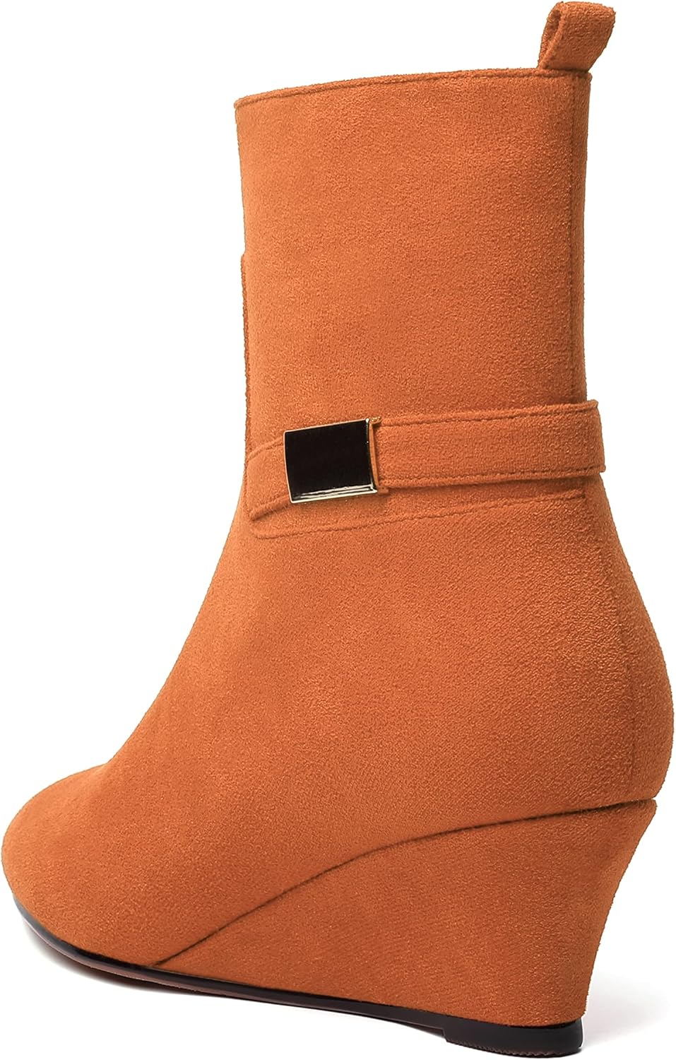 WAYDERNS Womens Dating Casual Zip Suede Warm Round Toe Solid Wedge Low Heel Ankle High Boots 2 Inch - Image 7