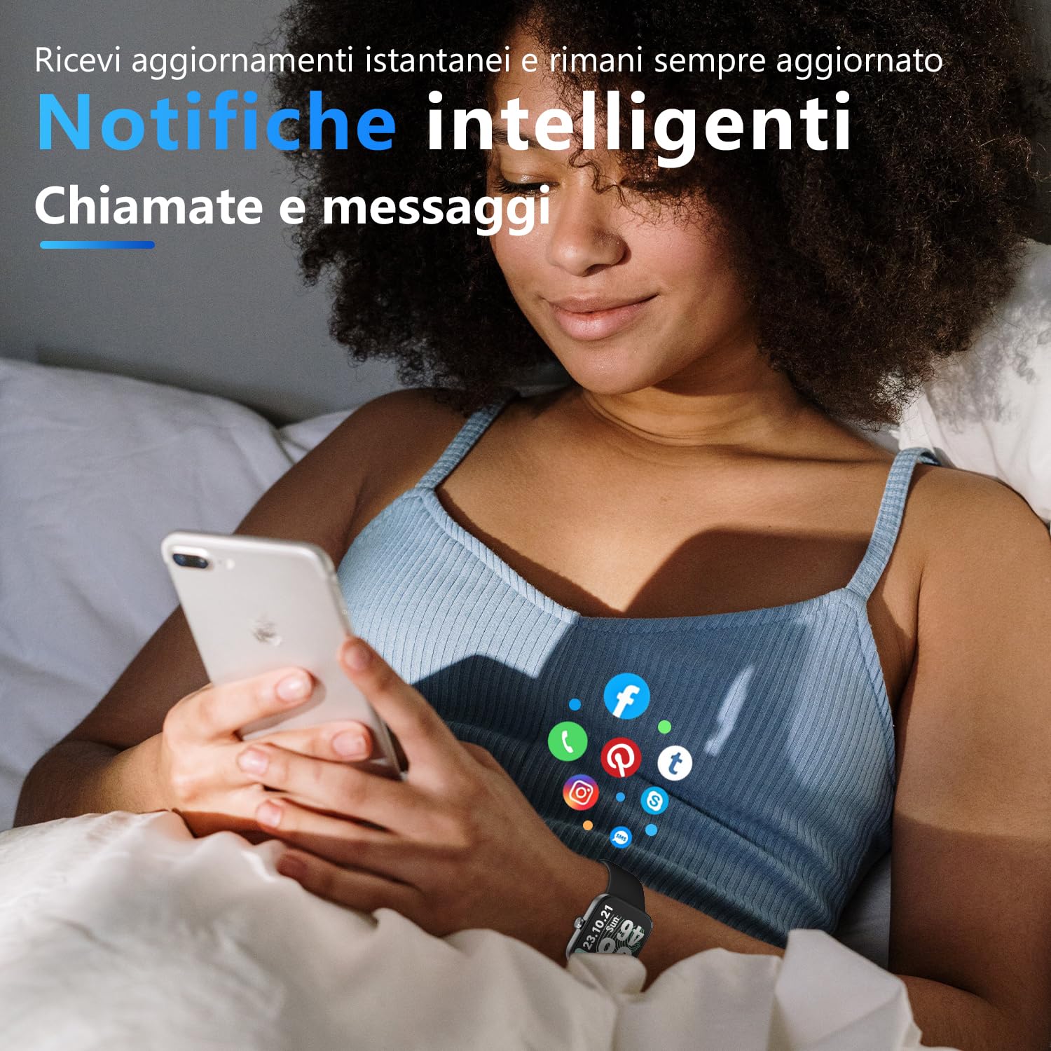 ASWEE Smartwatch, 1.85'' Schermo Orologio Smartwatch Uomo Donna con Chiamata e Risposta Vivavoce, Smart Watch con Contapassi, Cardiofrequenzimetro da Polso, 200+ modalità Sportive per Android iOS