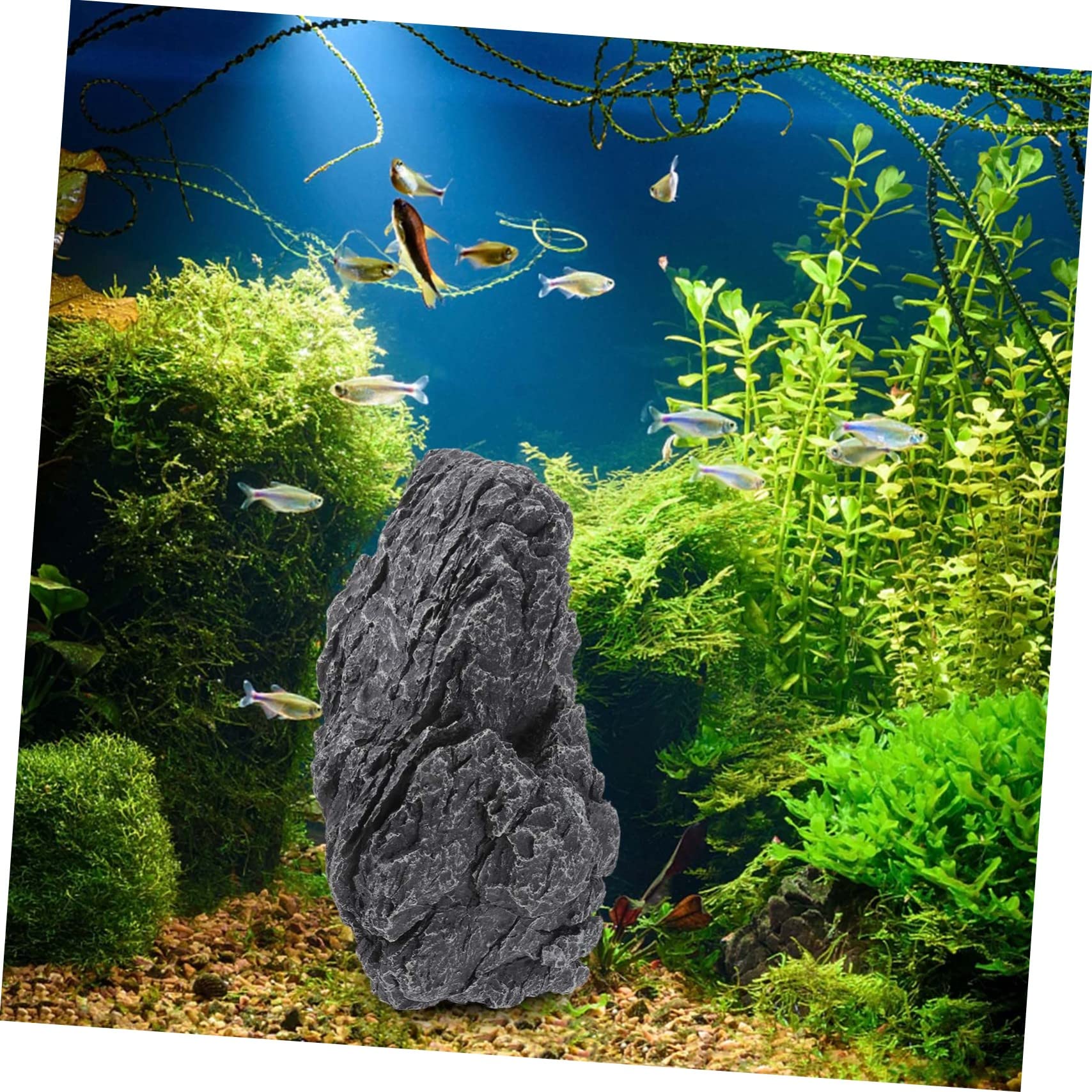 Pietre Decorative per Acquario in Resina Nero Effetto Naturale e Aspetto Realistico, per Decorazioni di Bonsai e Habitat per Animali Acquatici Stile Casuale