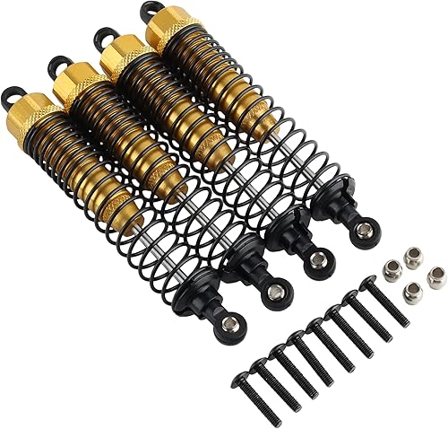 Miniatura 51 de 4 amortiguadores delanteros y traseros, suspensión ajustable de 3.858 in de aluminio para autos RC 1/10 HSP 94166 94106 94107 94155 94170 Buggy Rojo