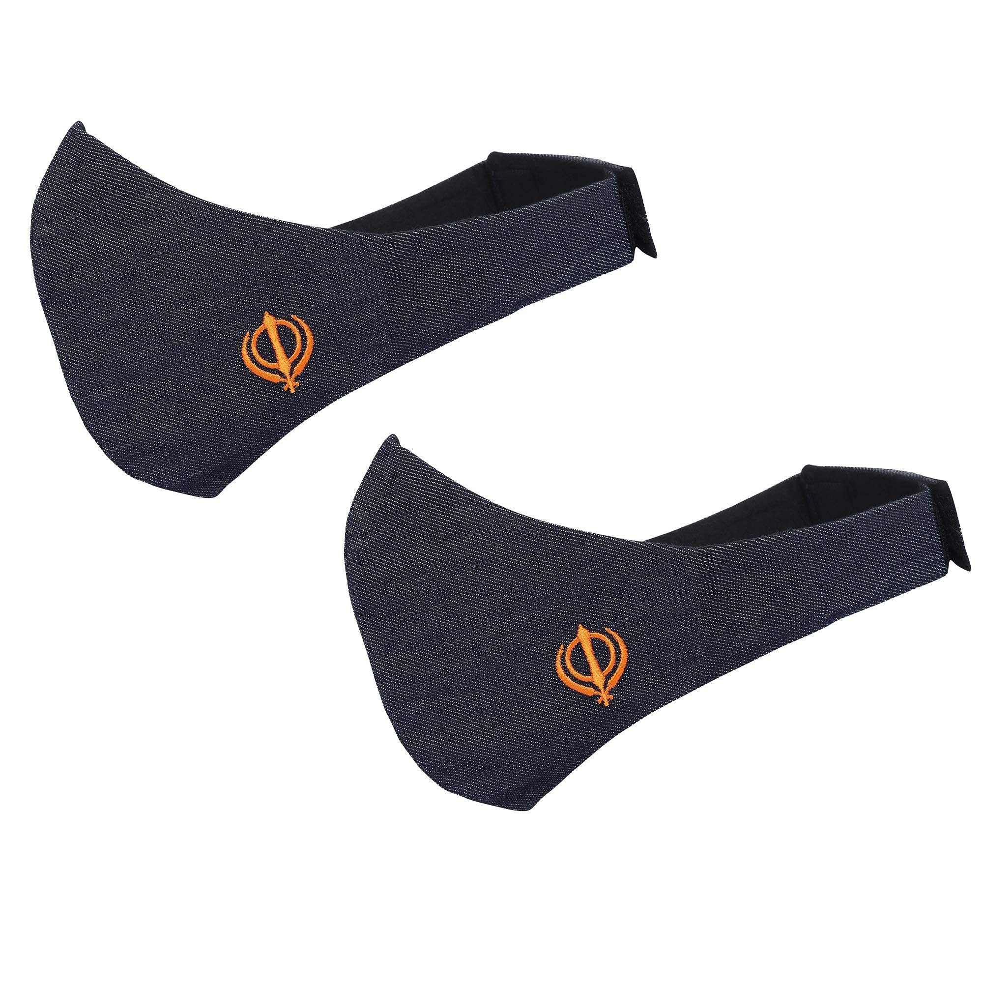 MASQ By Q-One Velcro 3 Layer, Reusable, Size Adjustable Cotton Cloth Face Mask without Valve Combo for Sikhs - Pack of 2 (X-Large, Blue) for Men