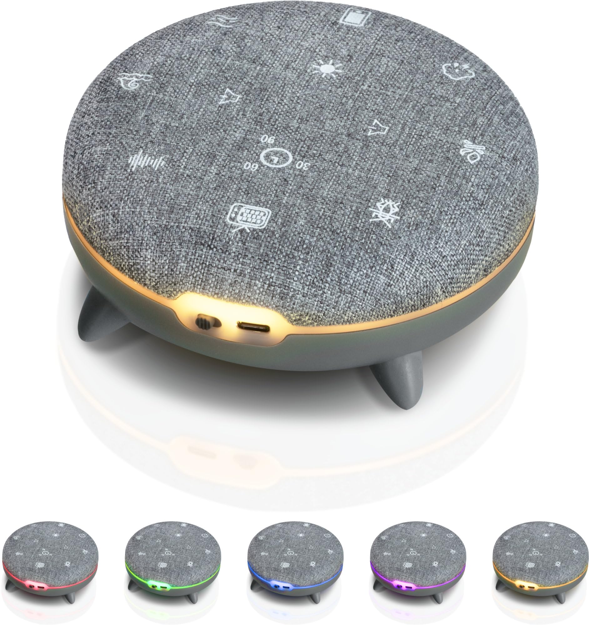 ZB-7 Zen Box głośnik Bluetooth ze światłem – White Noise Machine jako pomoc w zasypianiu dla niemowląt – uspokajające dźwięki natury – szum morza, śpiew ptaków, burze itd.