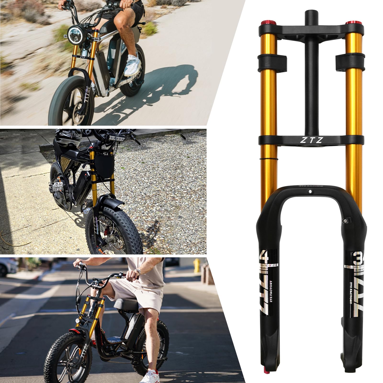 Fourche de Suspension pour vélo de Montagne 20"/26" 4.0 pour VTT Air Double épaule Descente Amortisseur de Rappel VTT QR/AM