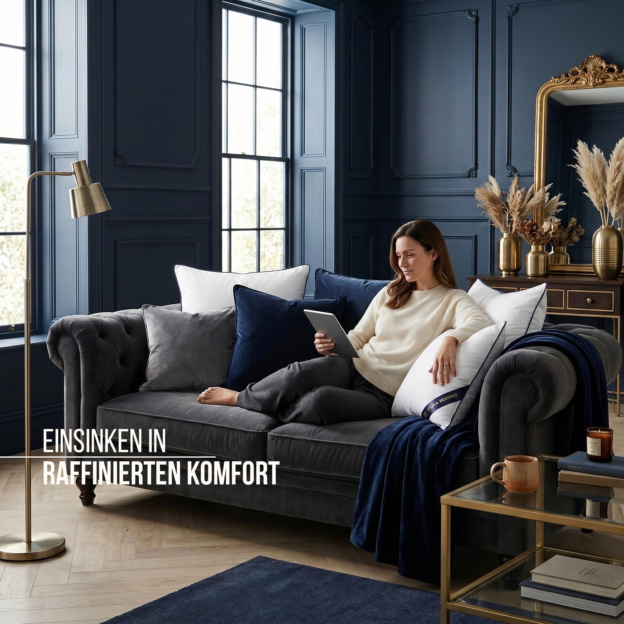 Utopia Bedding 2er Set Kissen 80x80 cm, Kissenfüllung für Bett und als Dekokissen, Sofakissen, Zierkissen für Couch (Weiß)