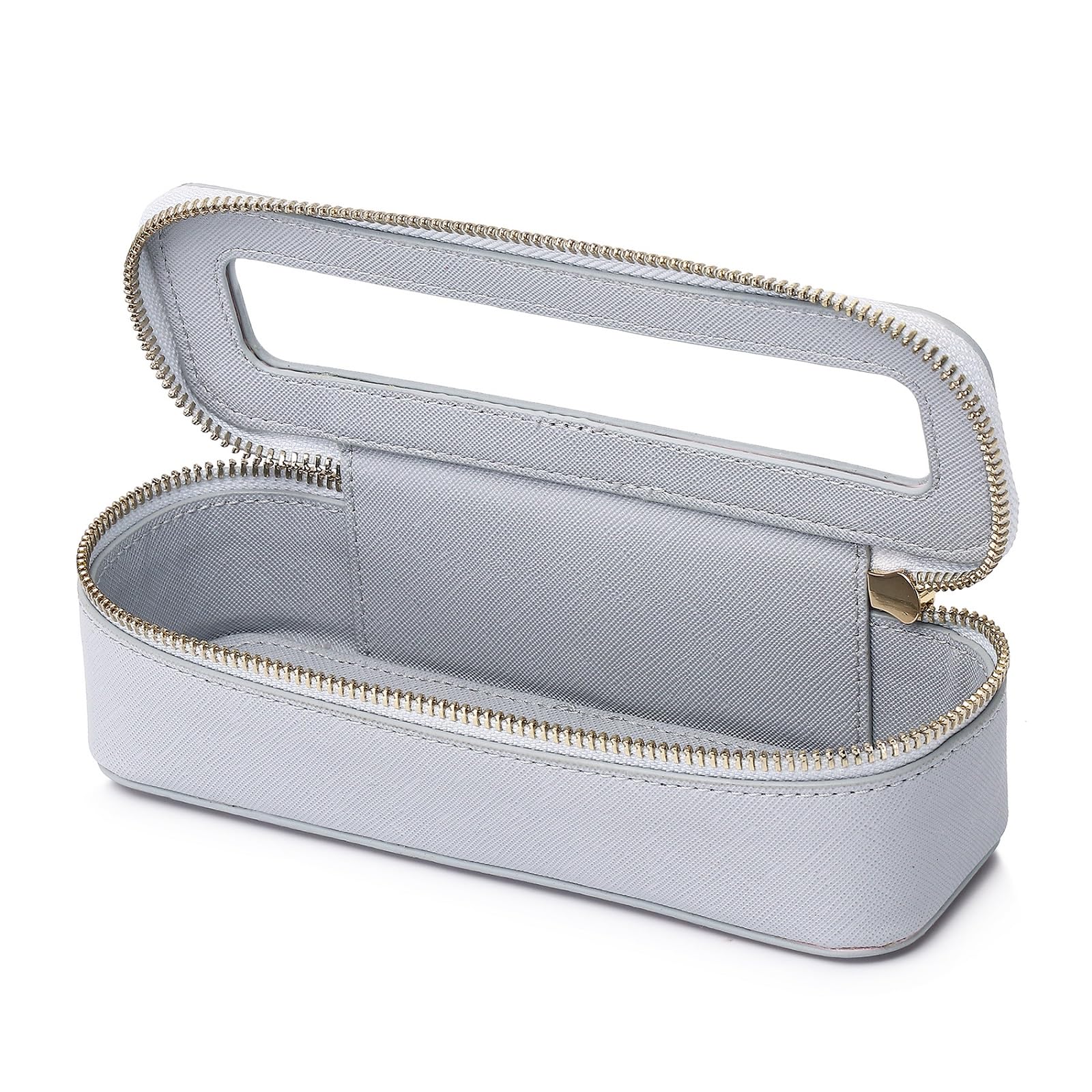 Makeup Brush Bag Slim Clear Makeup Bag Travel Cosmetic Case and Brush Holder Waterproof Toiletry Makeup Bag with Zipper Purse Organizer for Women (Gray, Slim)