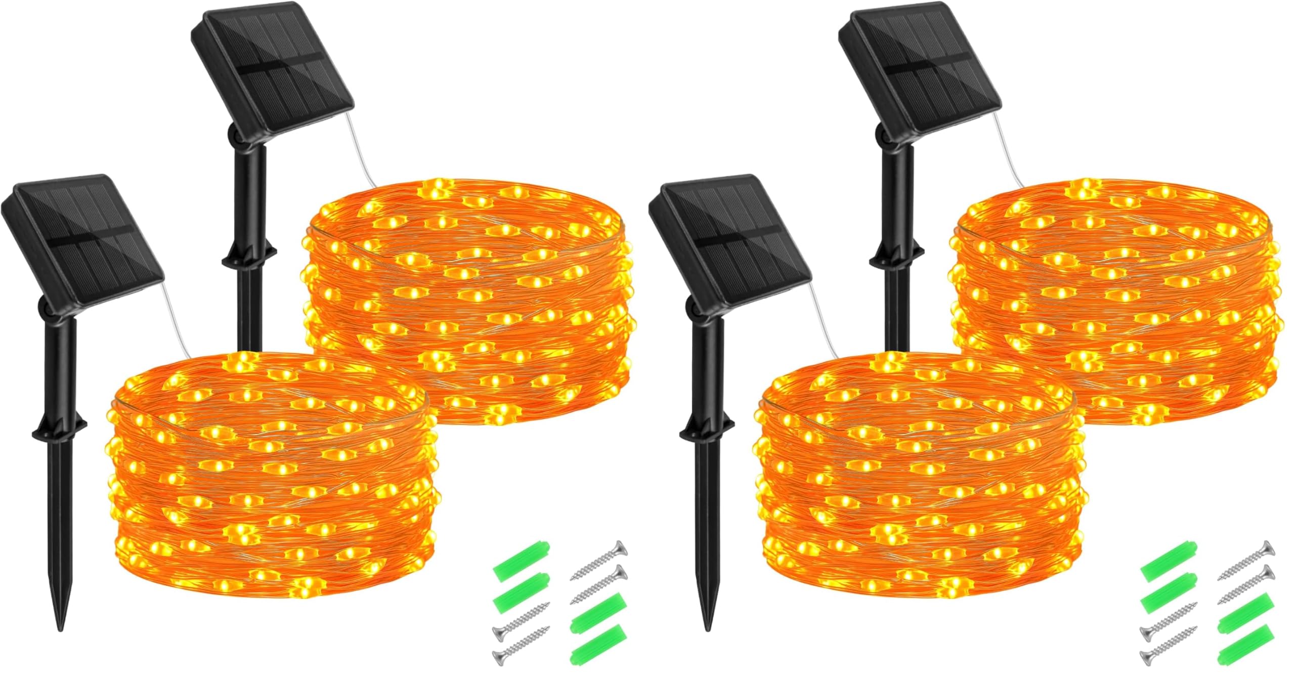 cshare Halloween String Lights Outdoor Waterproof, Orange Solar Fairy Lights 16.4ft 50LED 8 Modes Orange Fall Outdoor Lights for Fall Decor Outside Pathway Patio Party Backyard Decorations (Pack of 2) Orange 16.4ft (Pack of 2)