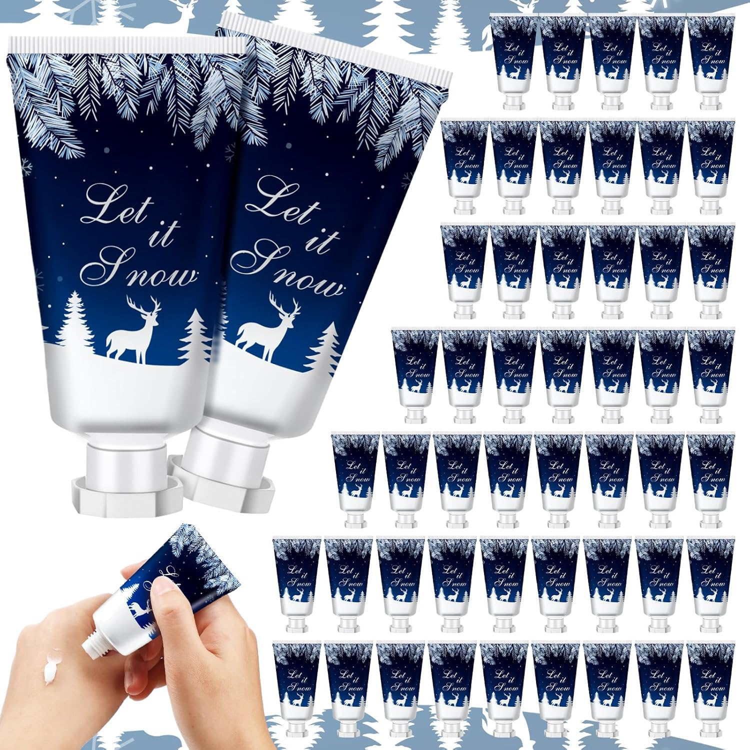 50 Pcs 1 Oz/ 30 ml Christmas Snowflakes Hand Cream Gifts Bulk Travel Size Winter Thank You Hand Cream Body Lotion Gifts for Women Teacher Nurse Souvenir Xmas Party Supplies