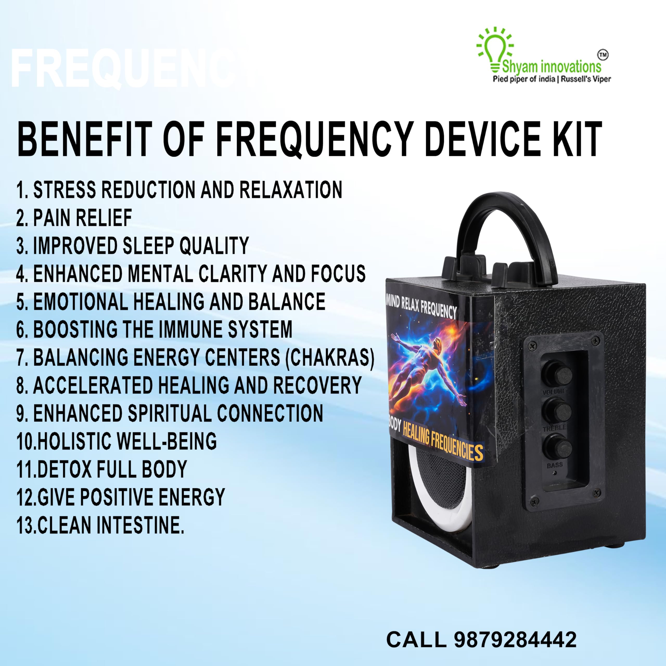 SHYAM INNOVATION Mind Calm Frequency Device Sound Wave Therapy for Stress Relief,Promotes Relaxation & Mental Clarity, Reduces Anxiety, Non-Invasive, Chemical-free,No Side Effects & Safe for Daily Use 1