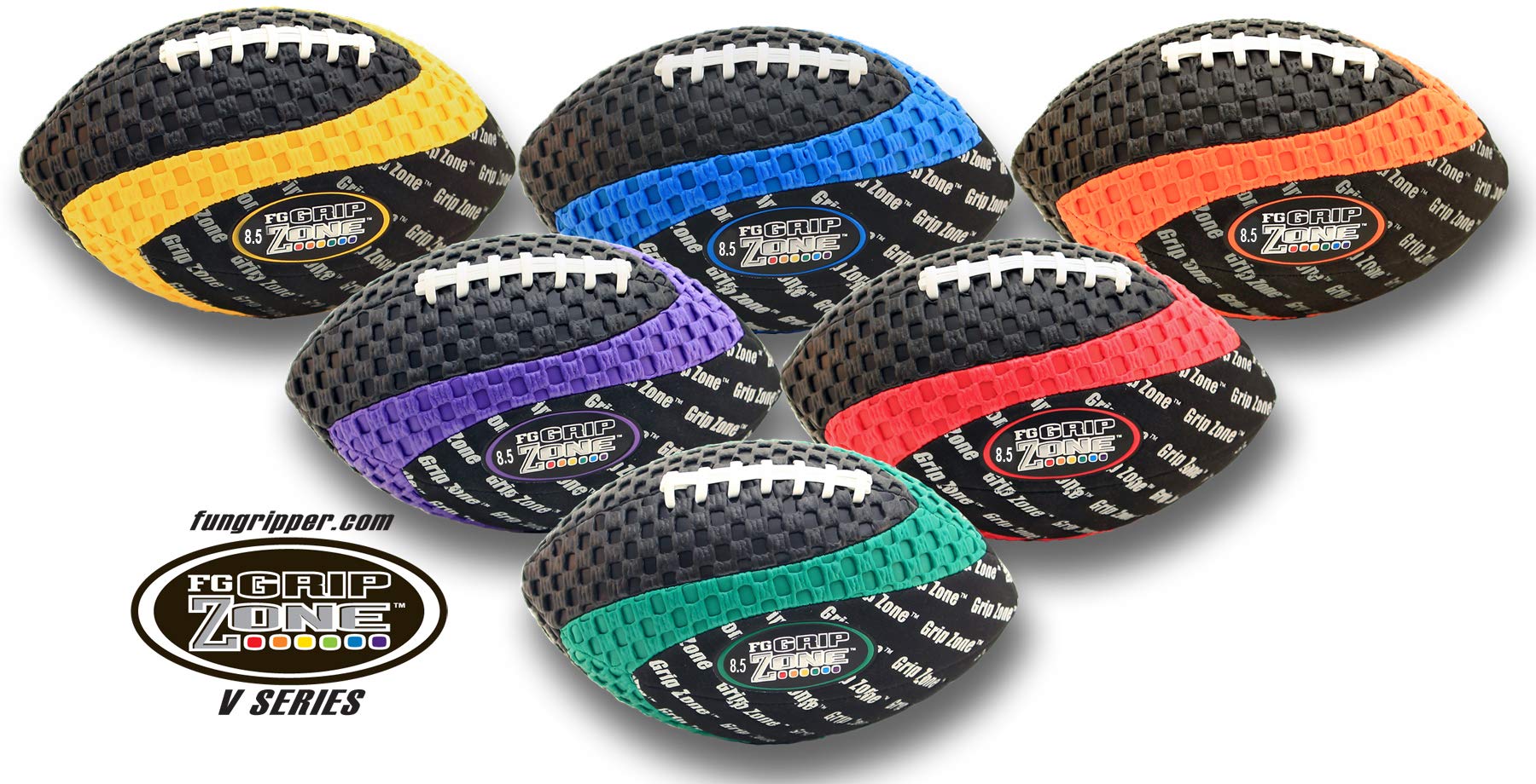Grip Zone (V) 8.5 Inch Pee Wee Footballs - Assorted Colors- Easy Grip Mesh Footballs (Set of 6) Assorted Colors by: Saturnian I PE Supplier
