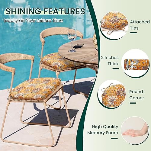 Miniatura 10 de HARBOREST Juego de 4 cojines para sillas de exterior, cojines de esquina redonda impermeables para muebles de patio - Cojines para muebles de patio