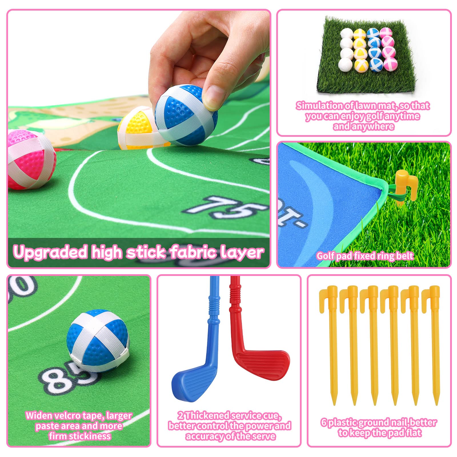 Golf-Spielmatte Golf-Trainingsmatte Tragbare Golfschlagmatten Golf Training Hilfe Ausrüstung für Indoor Outdoor Spiel（143x97cm）