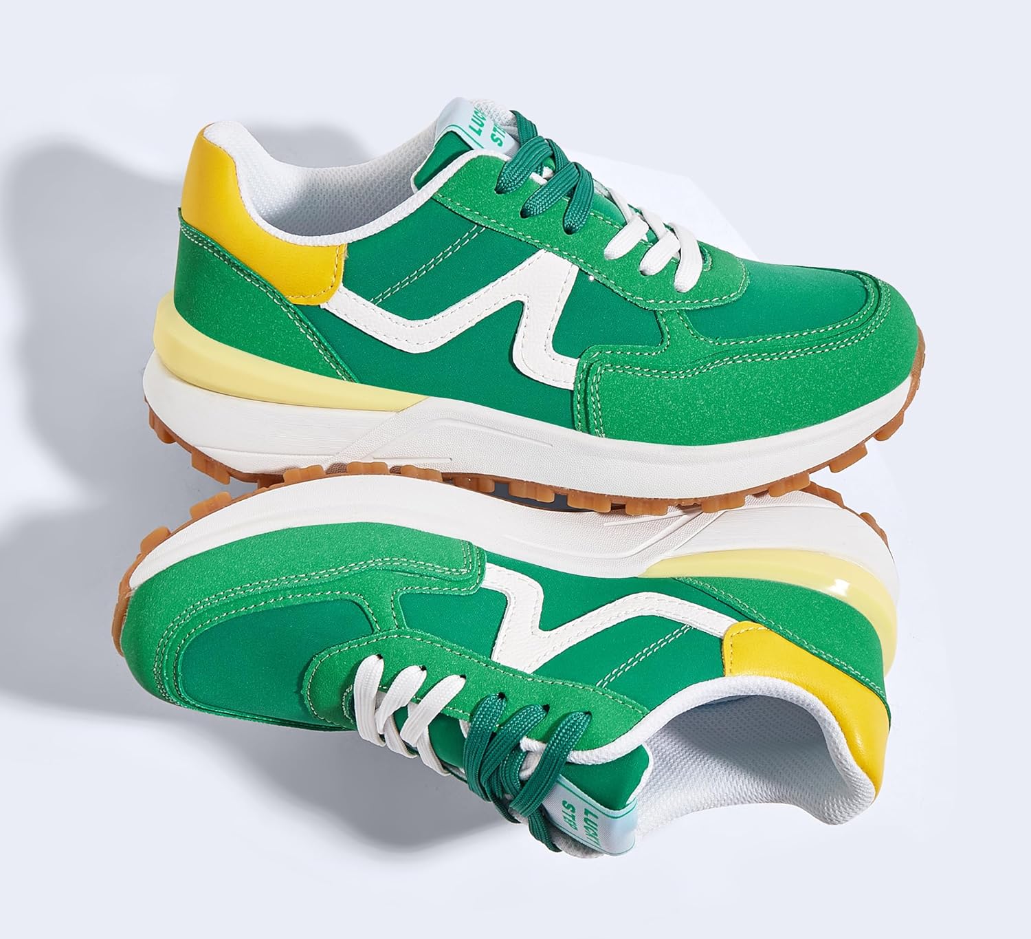 LUCKY STEP Women's Retro Fashion Casual Sneakers Colorblock Platform Classic Trendy Trainning Anti-Slip Tennis Travel Walking Shoes - Image 8