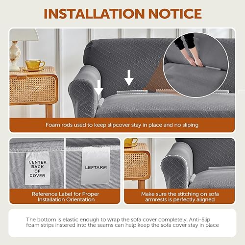 Miniatura 8 de Tokokimo Funda de sofá 100 % impermeable funda de sofá jacquard elástica, protector de muebles a prueba de fugas para niños, mascotas, perros y