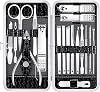 Set de manicura Yougai 18 piezas con cortaúñas de acero inoxidable con estuche negro | Kit de manicura profesional, cortaúñas para manos y pies para hombres y mujeres, kit de pedicura para cuidado de pies, regalo para familia y amigos 1