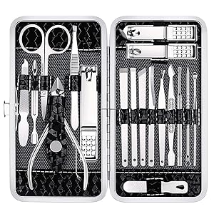 Nail Clippers Set Fingernail and Toenail Clipper Cutters, Manicure Pedicure Kit 18 Pieces Stainless Steel Professional Grooming Kits, Nail Care Tools with Luxurious Travel Case