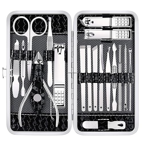 Juego de manicura para cortaúñas y pedicura - Kit de manicura de acero inoxidable de 18 piezas kits de aseo profesional herramientas para el cuidado Juego de manicura para cortaúñas y pedicura - Kit de manicura de acero inoxidable de 18 piezas kits de aseo profesional herramientas para el cuidado