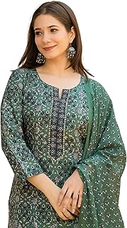 Vaamsi Women's Rayon Blend Ethnic Motifs Straight Printed Kurta Pant With Dupatta Set | Kurta Sets For Woman