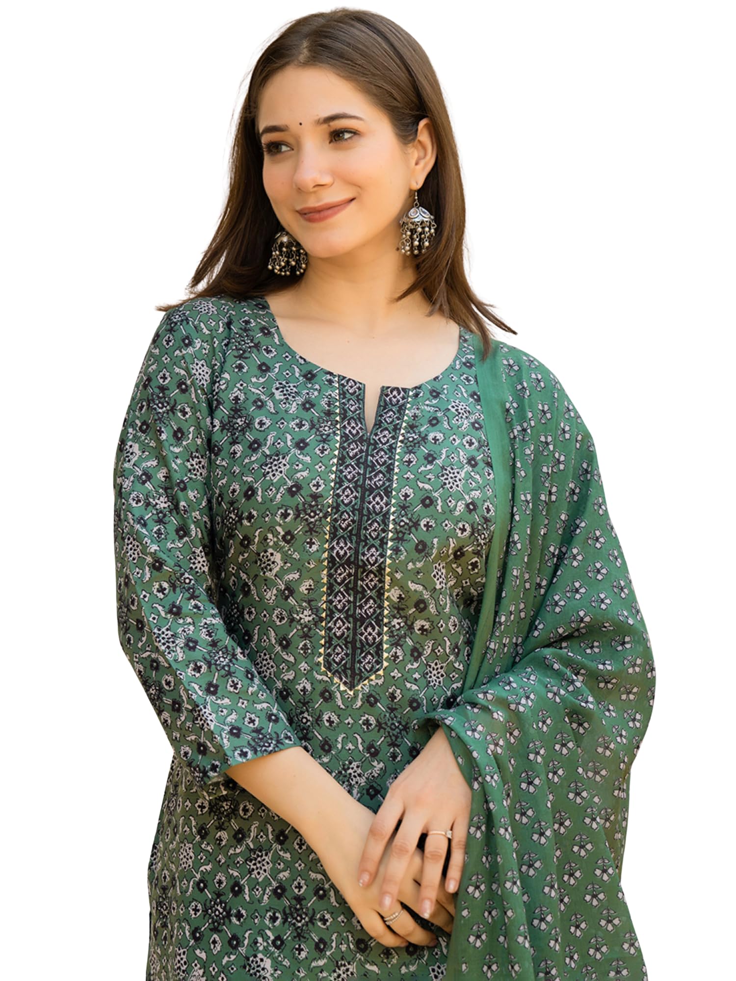 vaamsi Women's Ethnic Motifs Straight Printed Kurta Pant With Dupatta Set | kurta sets for woman-picture-36