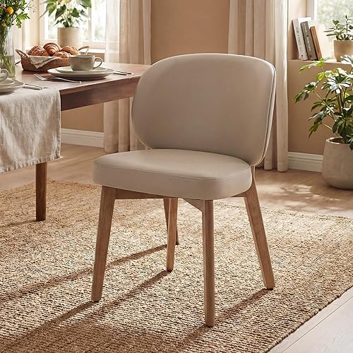 Vista 19 de YOUNIKE Silla de comedor con respaldo alto, silla única de cocina estilo moderno de mediados de siglo, silla acentuada sin brazos de tela bouclé