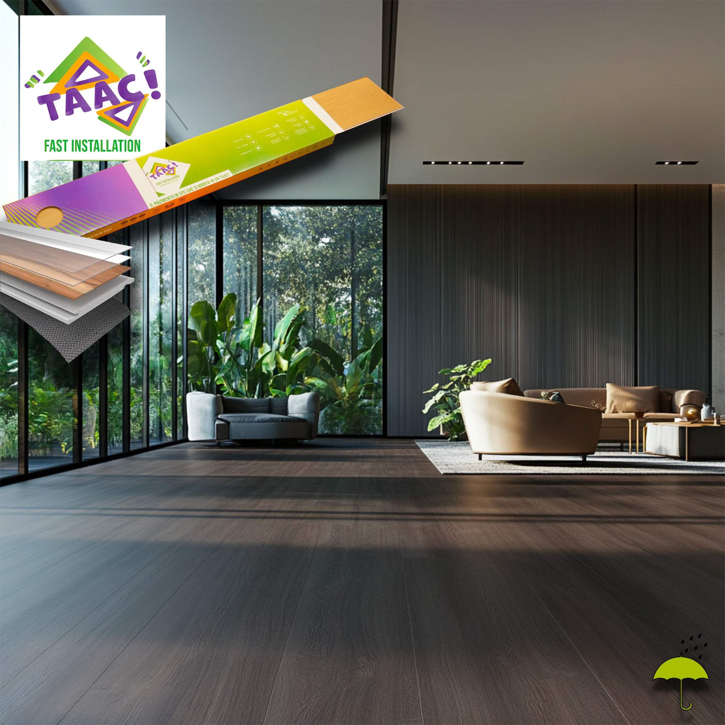 TAAC! il Pavimento SPC in Polvere di Pietra Fast-​click 5mm (sp.4+​1) HI-​RES 1220x228mm mod. POLARIS (prezzo al m²)