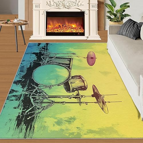Miniatura 38 de Alfombra de instrumentos musicales – Alfombras de 4 x 5 pies para sala de estar, alfombra de área musical, alfombra de área musical, alfombra