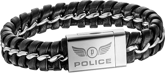 Collier Et Petit Bracelet Pour Homme Police - En Acier Inoxydable, Neufs Sans Emballage