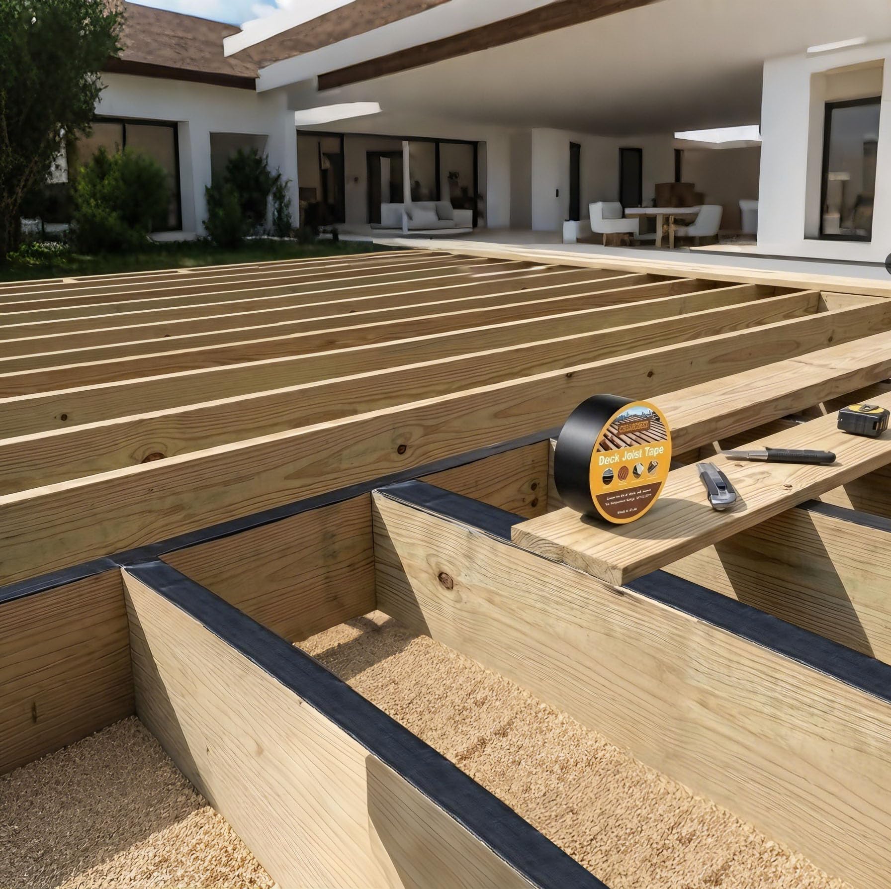 CHUANGSEED 6 rollos de cinta negra para vigas de cubierta, 50 mm x 15,2 m, goma butílica, impermeable, anticorrosión, para vigas de madera, patio, pasarela, terraza, construcción, mantenimiento de