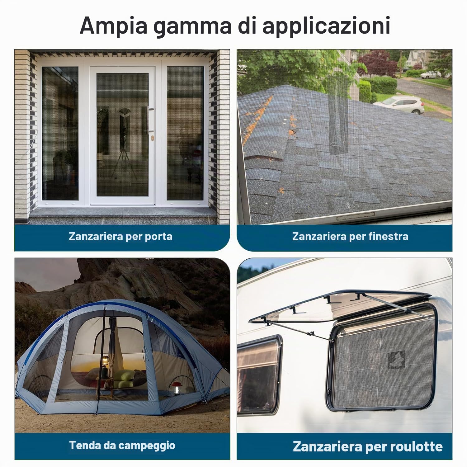 ACEBON Nastro Adesivo di Riparazione per Zanzariere (50 mm x 5 m) | Kit Riparazione per Zanzariere | Ripara Zanzariera | Nastro Ripara Zanzariere (Nero)