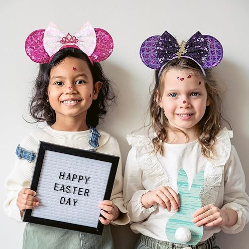 Miniatura 125 de FANYITY Orejas de ratón, diadema de lentejuelas con orejas de ratón para niños, niñas y mujeres (ZZW) Zzw,Baowen,Bf,Negro,Orejas de gato