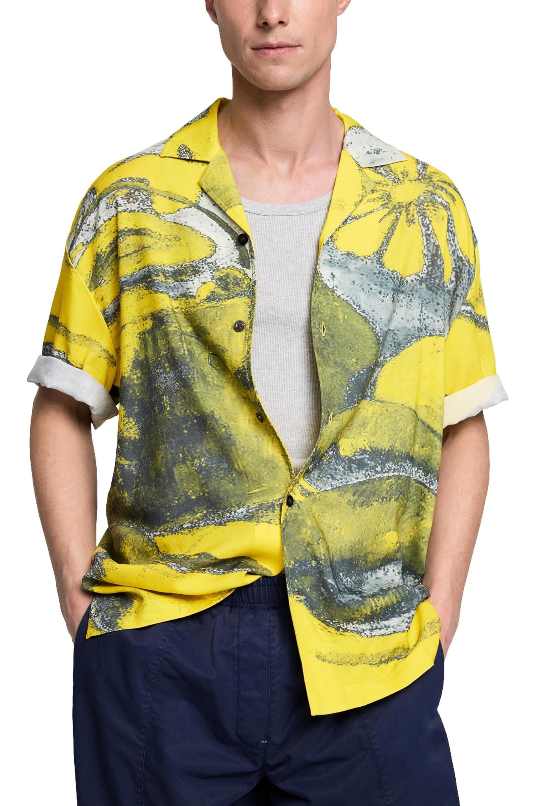 Desigual Cam_Yellow Gaug T-Shirt Uomo (Pacco da 1)