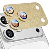 Uyiton for iPhone 17-Pro-Max Camera-Lens Protector: Bling [Not Easy to Break][Strong Adsorption][Case-Friendly] Metal Tempered Glass Rear Camera Screen Cover - Glitter Gold