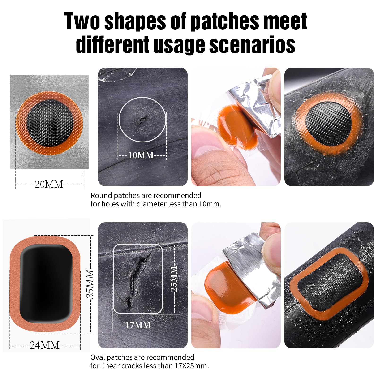 El kit de reparación de parches interiores para neumáticos de bicicleta incluye solución de goma/líquido de vulcanización, parches de neumáticos de bicicleta, raspado de metal, llave de núcleo de