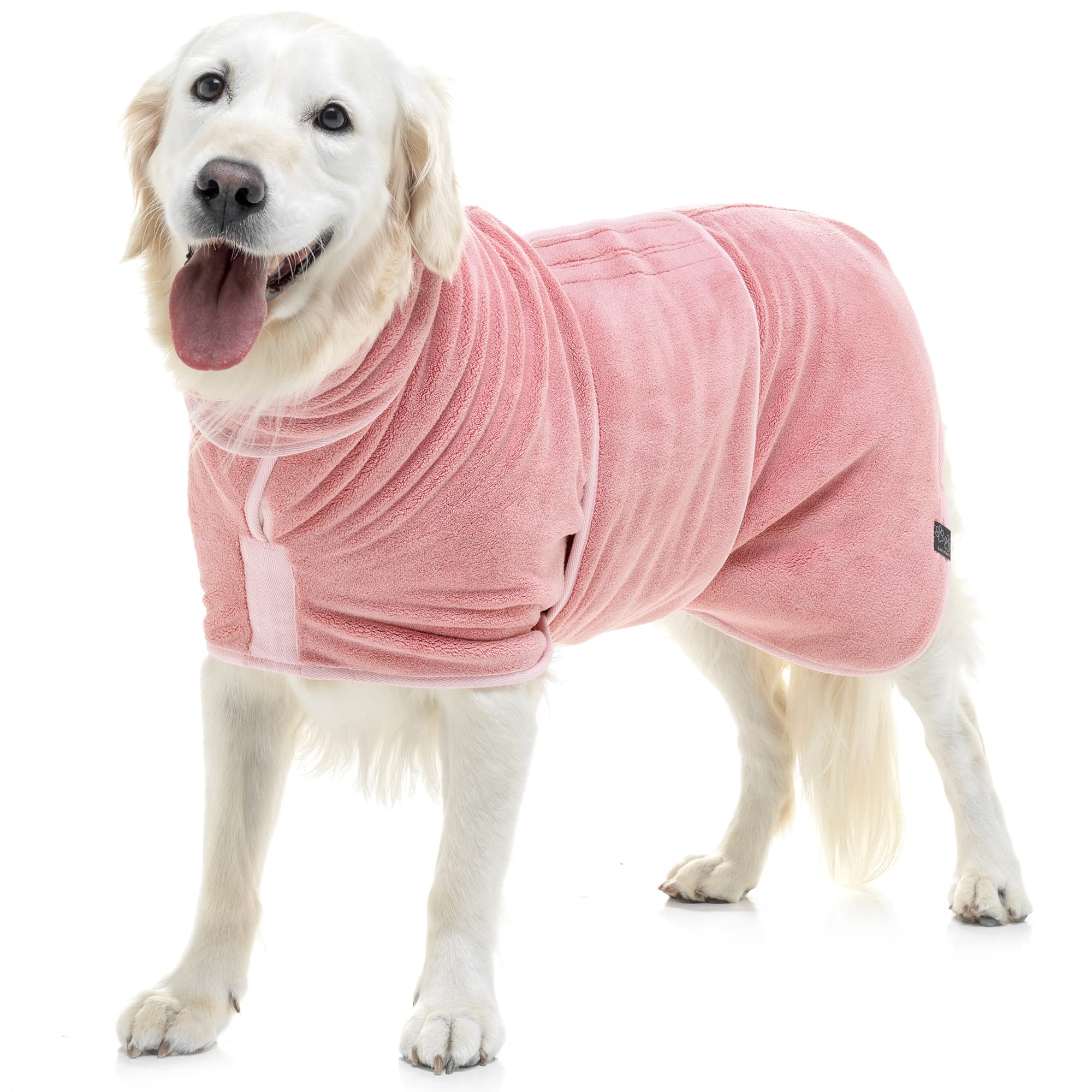 Lucky Paws® Accappatoio per cani UK – Lussuoso asciugamano a doppio strato – asciuga i cani in pochi minuti – accappatoio ultra assorbente e super morbido (S, rosa polvere)
